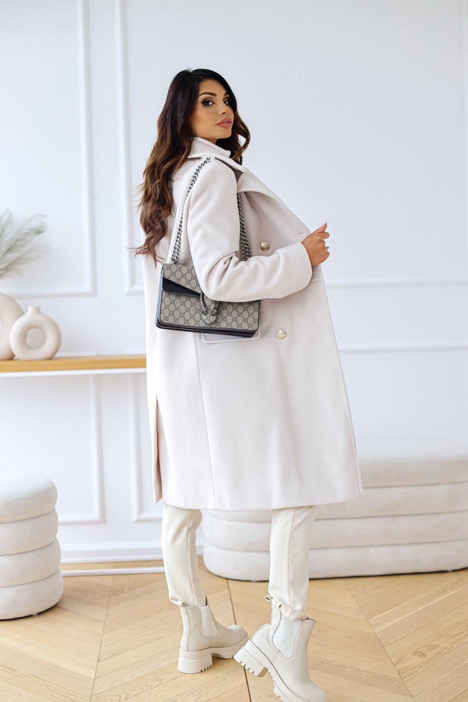 Women's Double-Breasted Fitted Trench Coat - Elona
