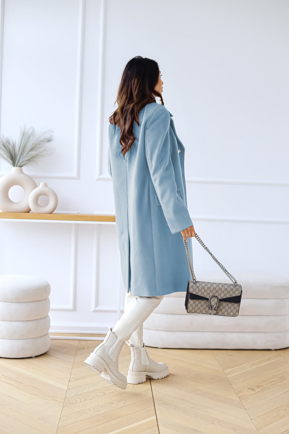 Women's Double-Breasted Fitted Trench Coat - Elona