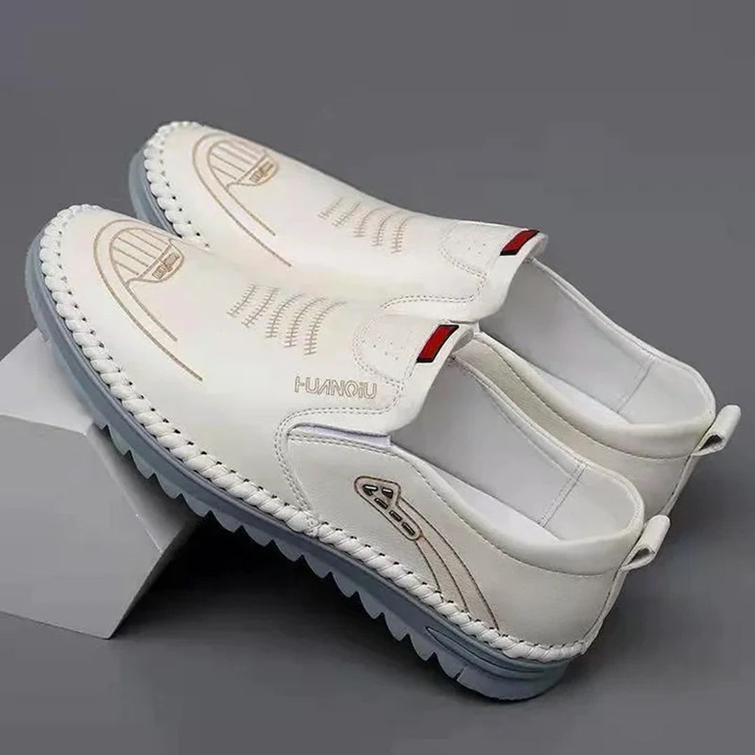 Men’s Loafers – Slip-On Design – Soft Touch Finish – Embossed Detail – Lightweight Sole White