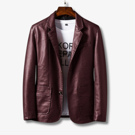 Men's Premium PU Leather Jacket Stand Collar - UrbanEdge Red