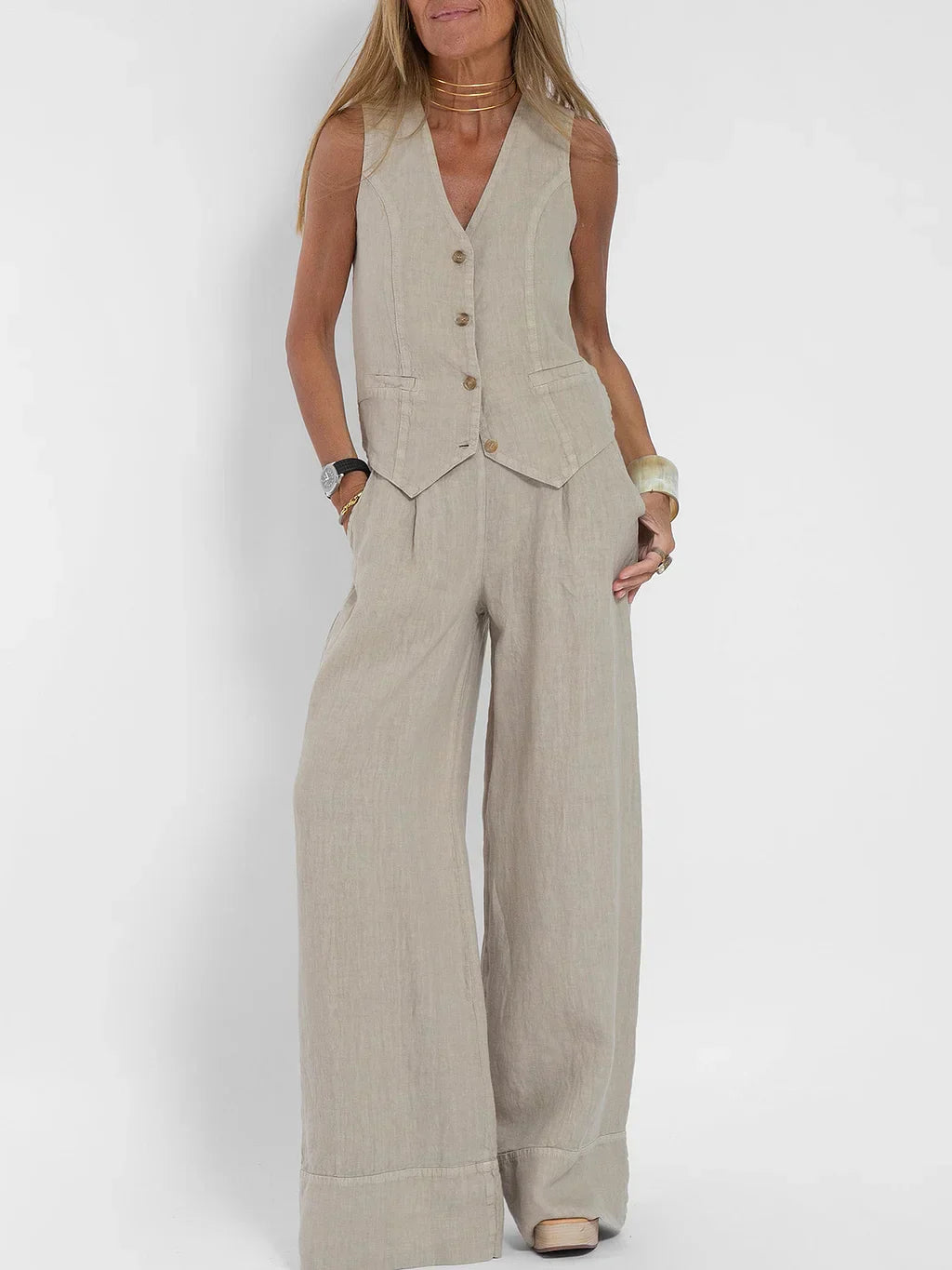 Women's Linen Vest - Tailored Fit, Lightweight & Versatile - Vestify Natural