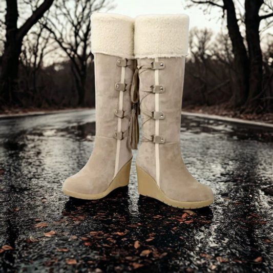 Women's Wedge Heel Mid-Calf Boots Faux Fur - UrbanStride