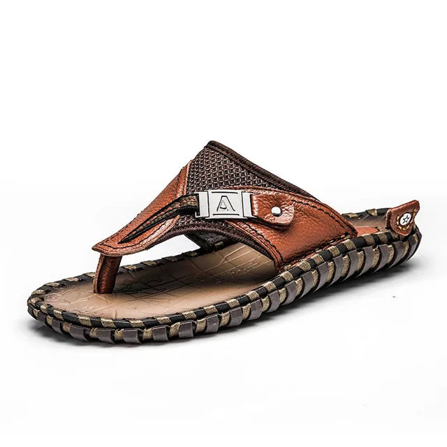 Men’s Flip-Flops – Strap – Textured Footbed – Flat Sole Casual Comfort