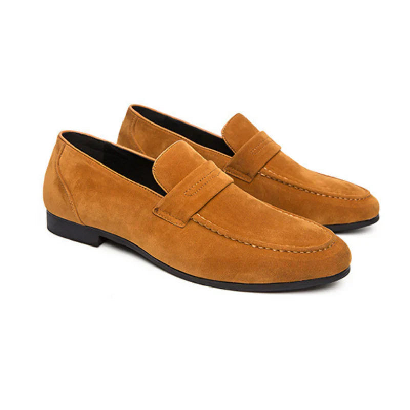 Men’s Loafers – Suede Finish – Slip-On Penny Design – Formal Smart Casual Shoe Khaki
