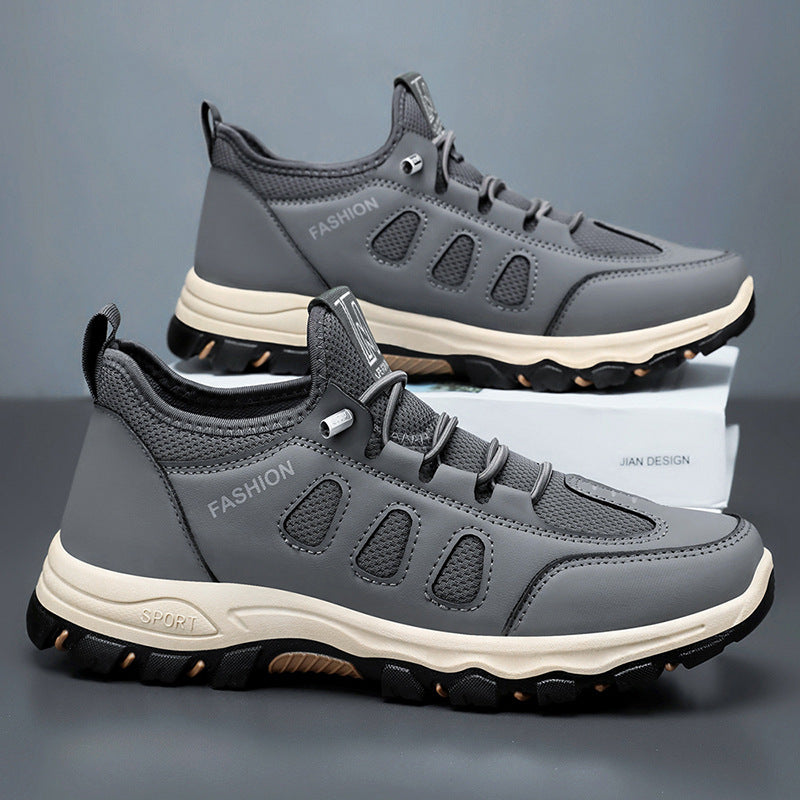 Men’s Hiking Shoes – Breathable Mesh – Cushioned Ankle Support – Trail Grip Sole Grey