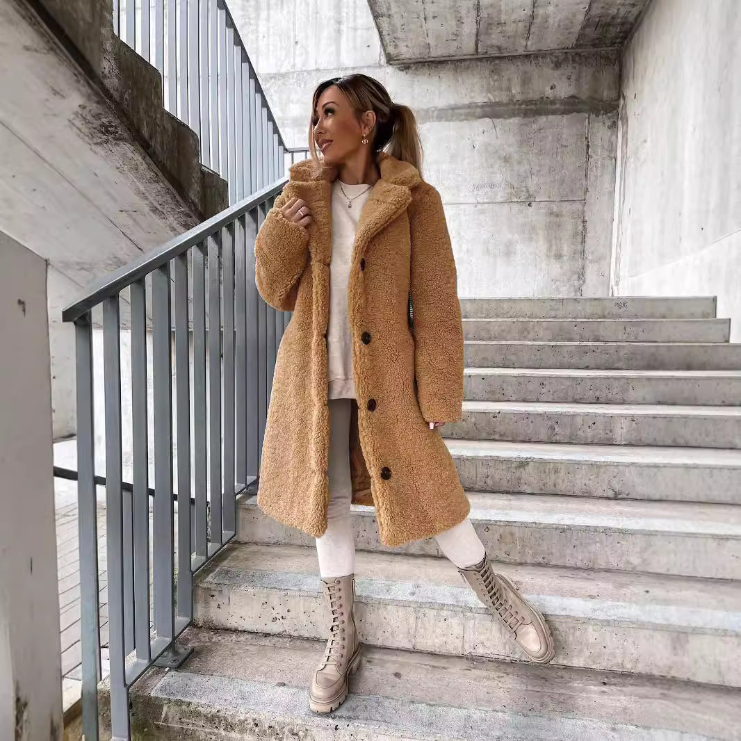 Women's Premium Wool Blend Oversized Coat - TimelessWrap Khaki