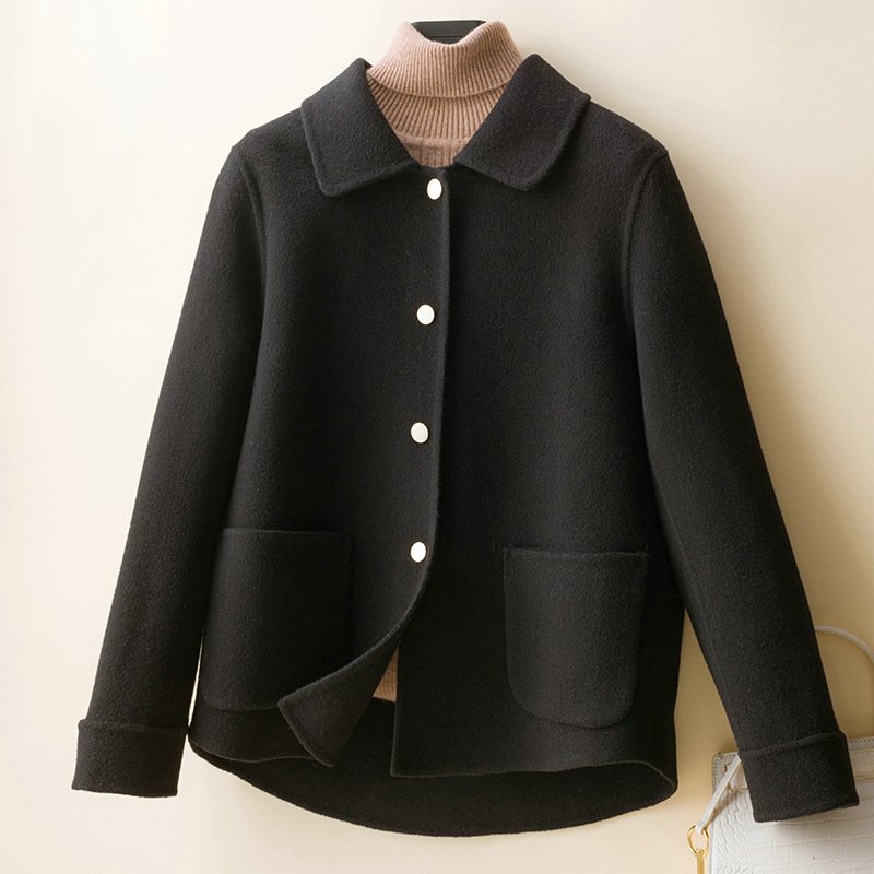 Women's Tailored Wool Coat - Classic Fit, Premium Warmth - WinterGrace Black