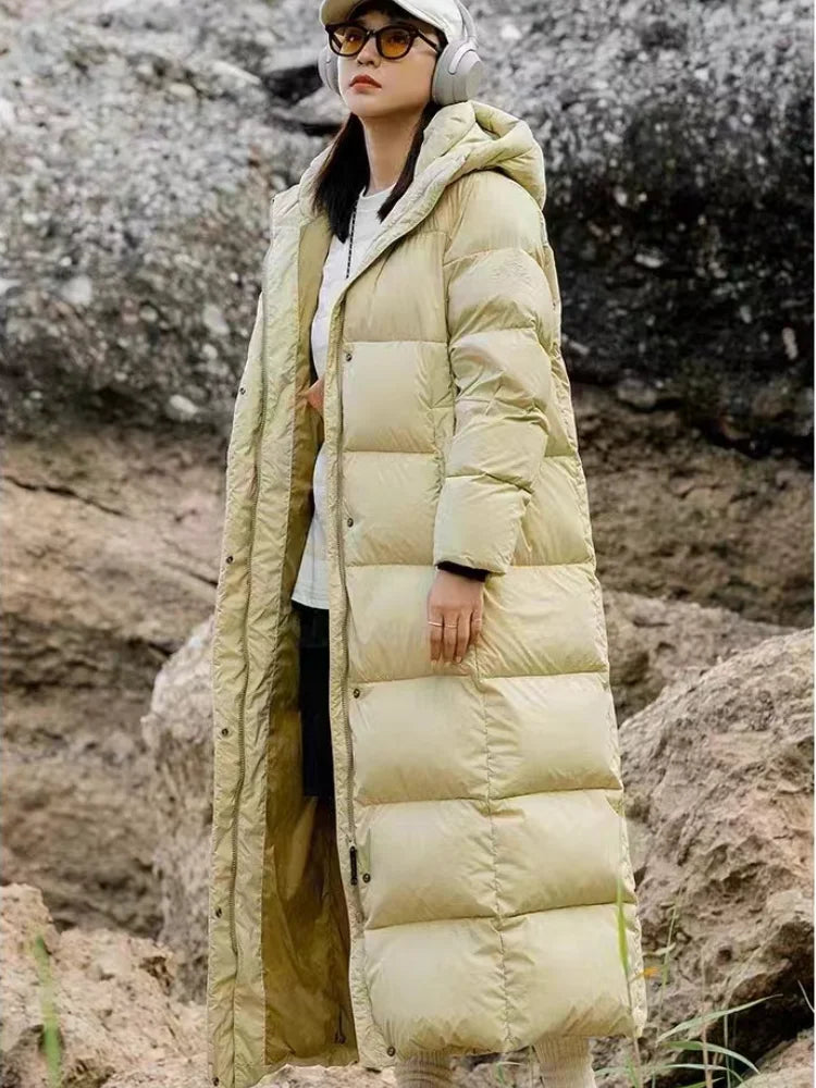 Women's casual winter hooded parka jacket Yellow