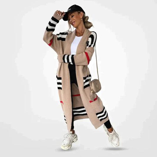 Women's Striped Knit Cardigan - Chic Layering Staple - StripeStyle