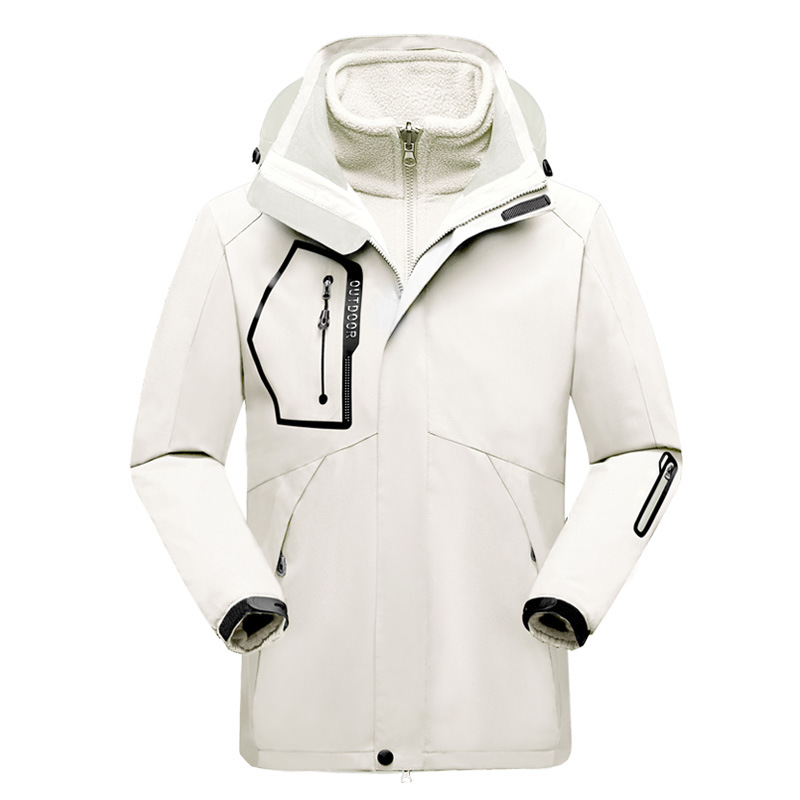 Women’s Outdoor Jacket – Water-Resistant Shell – Fleece Liner – 2-in-1 Design White