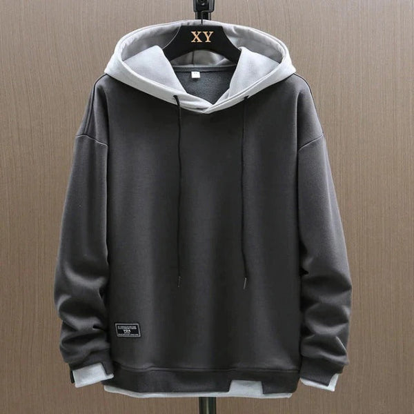 Men’s Hoodie – Relaxed Fit – Cotton Blend – Drawstring Hood – Ribbed Cuffs & Hem Grey