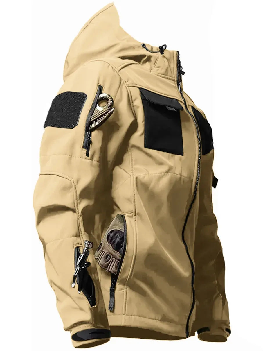 Men’s Bomber Jacket – Regular Fit – Weather-Resistant – Adjustable Hood – Multi-Pocket Khaki