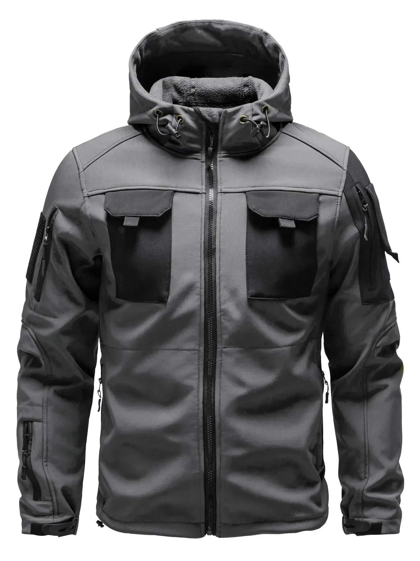 Men’s Bomber Jacket – Regular Fit – Weather-Resistant – Adjustable Hood – Multi-Pocket Gray