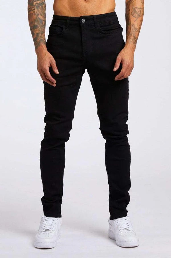 Men’s Slim Fit Jeans – Stretch Denim – Five Pocket – Full Length Casual Style Black