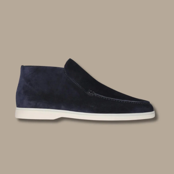 Men’s Ankle Loafers – Suede Texture – Slip-On – Streamlined Fit – Smart Casual Blue