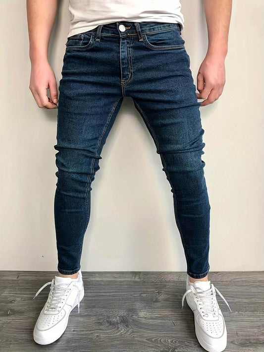 Men’s Slim Fit Jeans – Stretch Denim – Zip Fly – Tapered Casual Everyday Wear Blue