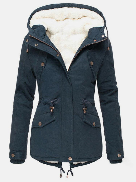 Women's Fleece Lined Hooded Jacket - Tailored Fit - UrbanWarm