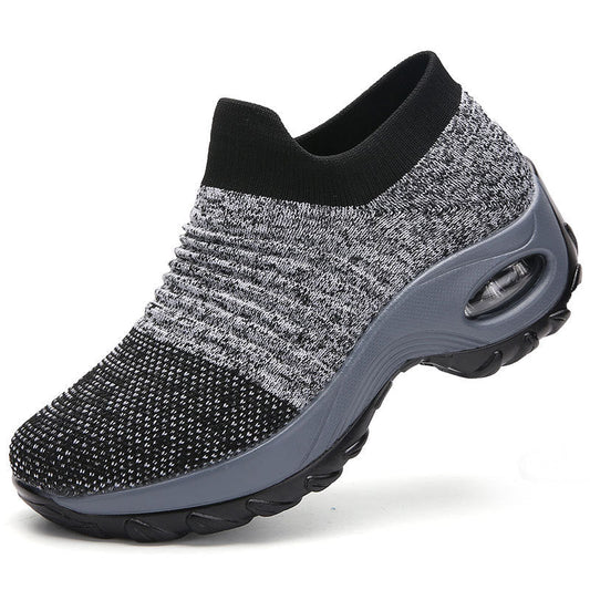 Women’s Low-Top Sneakers – Air Cushion Sole – Slip-On Orthopedic Fit Gray