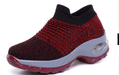 Women’s Low-Top Sneakers – Air Cushion Sole – Slip-On Orthopedic Fit Red