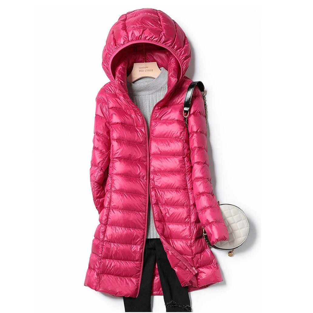 Women's Ultralight Winter Jacket Warm Breathable - WinterEase Rose red