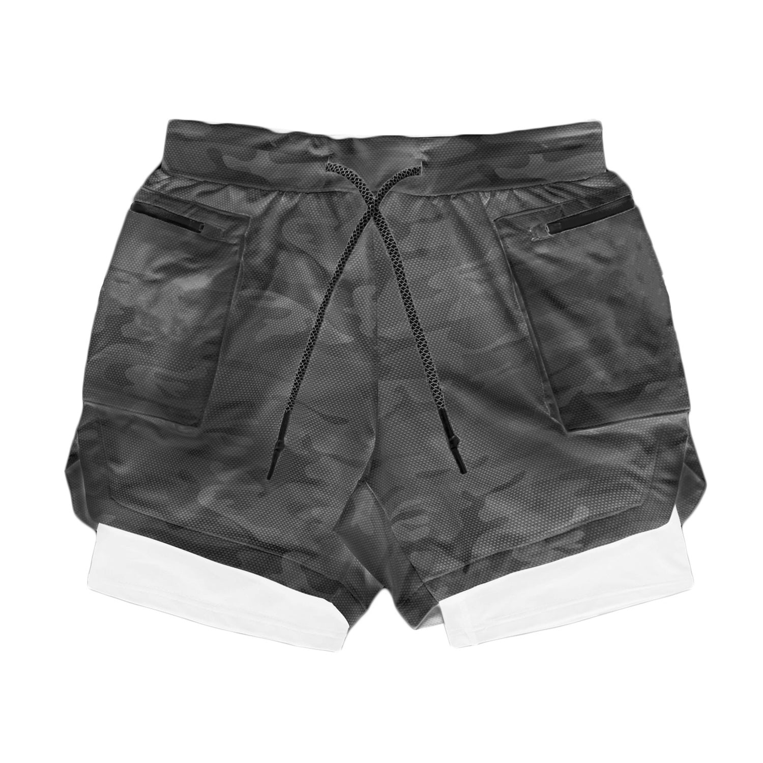 Men’s Athletic Shorts – Dual Layer – Compression Liner – Breathable Stretch Fit Dark Grey