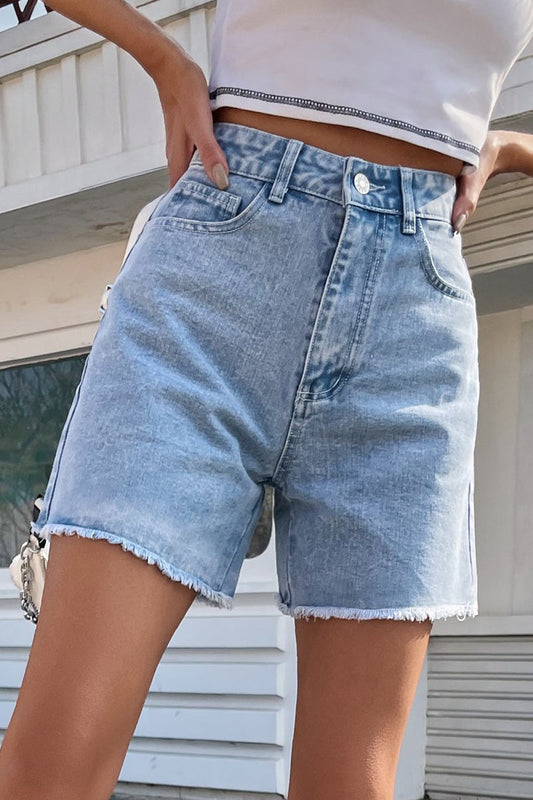 Women's French Denim Shorts Raw Hem Chic - Zai Shorts