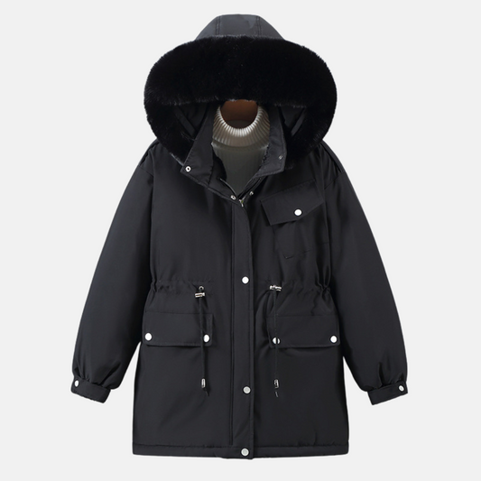 Women's Relaxed Fit Parka - Faux Fur Hood, Adjustable Waist - UrbanChill