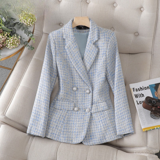 Women's Tailored Checkered Blazer - CityChic