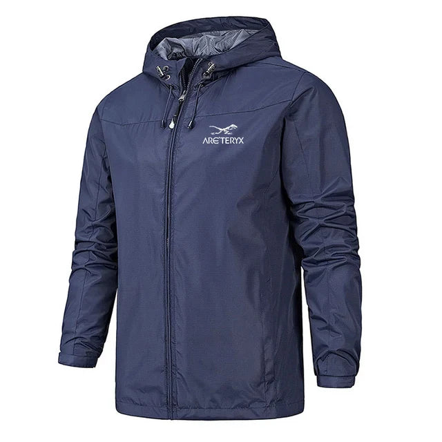 Men's Lightweight Hooded Windbreaker - Water-Resistant - WindRider Dark Blue