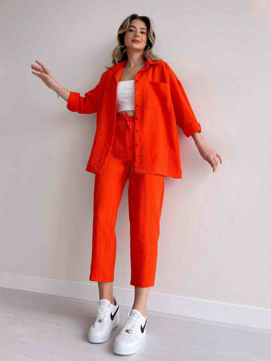 Women's 2-Piece Linen Set - Oversized & Relaxed Fit - BreezeSet