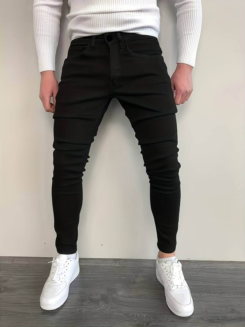 Men’s Slim Fit Jeans – Stretch Denim – Zip Fly – Tapered Casual Everyday Wear Black