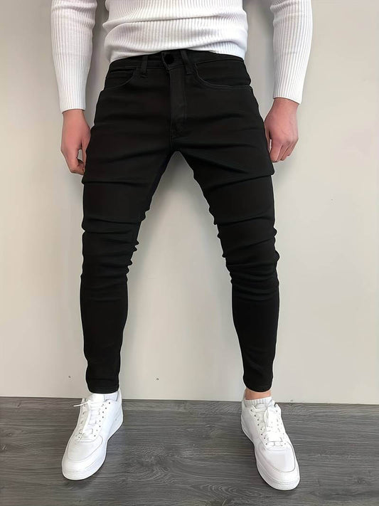 Men’s Slim Fit Jeans – Stretch Denim – Zip Fly – Tapered Casual Everyday Wear Black