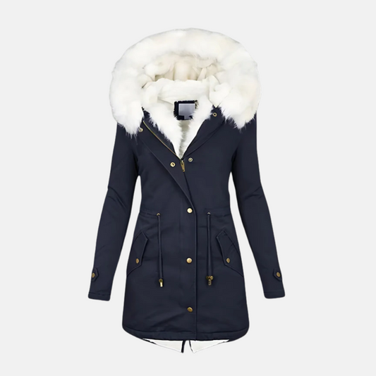 Women's Slim Fit Parka - Water-Resistant Faux Fur Hood - WinterEase