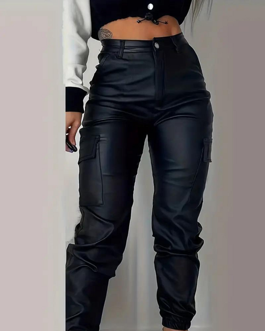 Women's Slim-Fit Cargo Pants with Zipper Pockets - UrbanStride