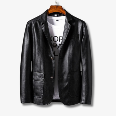 Men's Premium PU Leather Jacket Stand Collar - UrbanEdge Black