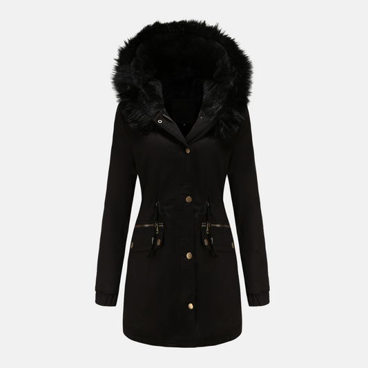 Women's Longline Parka Jacket Faux Fur Hood - WinterCharm