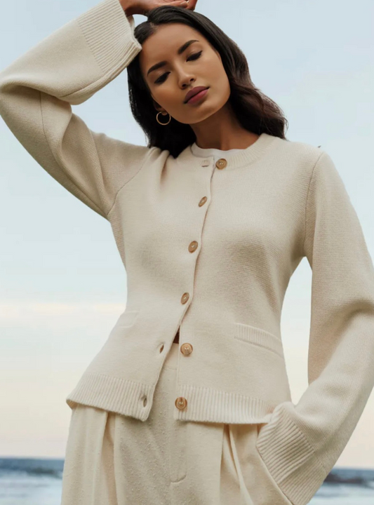 Women's Elegant Flare Sleeve Cardigan - FlowKnit