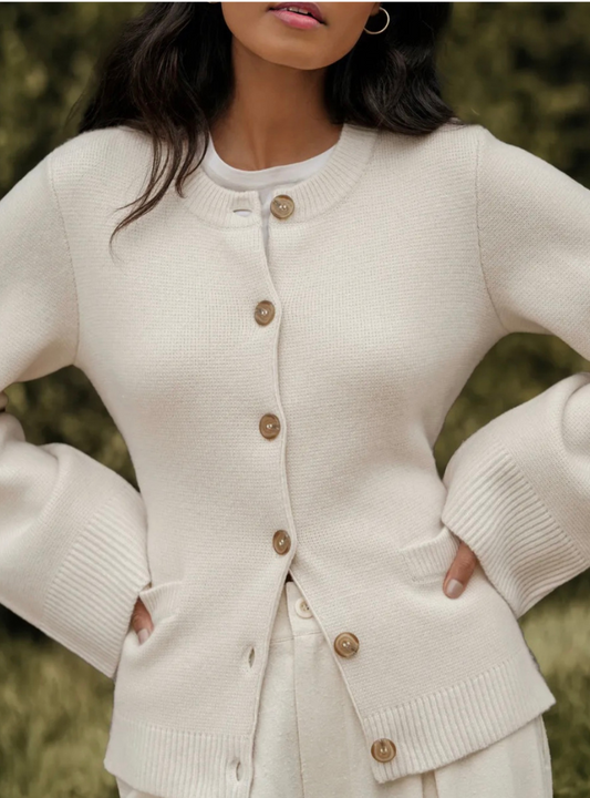 Women's Elegant Flare Sleeve Cardigan - FlowKnit