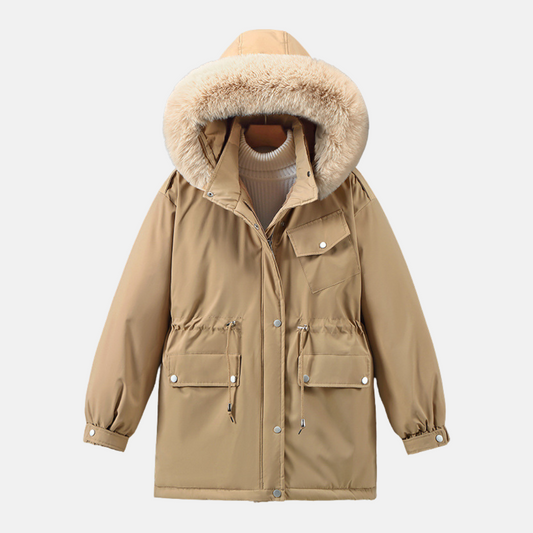 Women's Relaxed Fit Parka - Faux Fur Hood, Adjustable Waist - UrbanChill