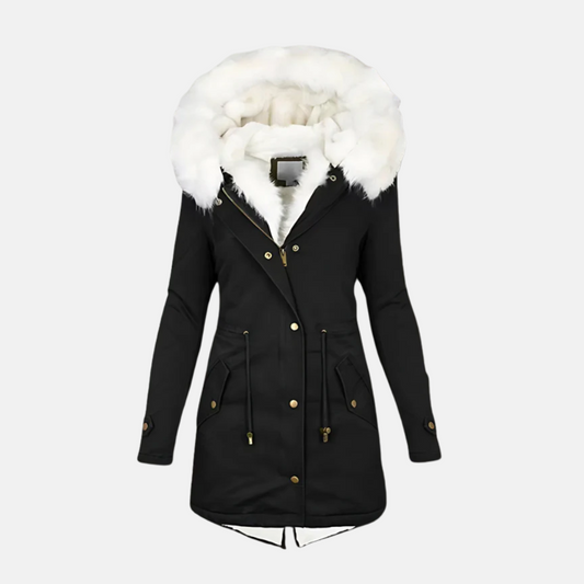 Women's Slim Fit Parka - Water-Resistant Faux Fur Hood - WinterEase