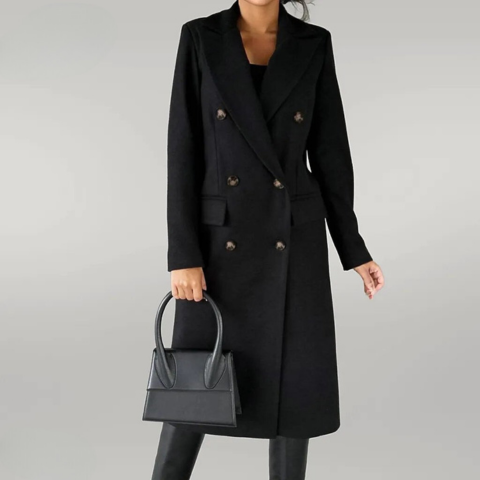 Women's Wool Blend Trench Coat - Elegant Tailored Fit - CityChic