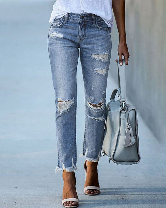 Women's Ripped Denim Jeans - StreetEdge