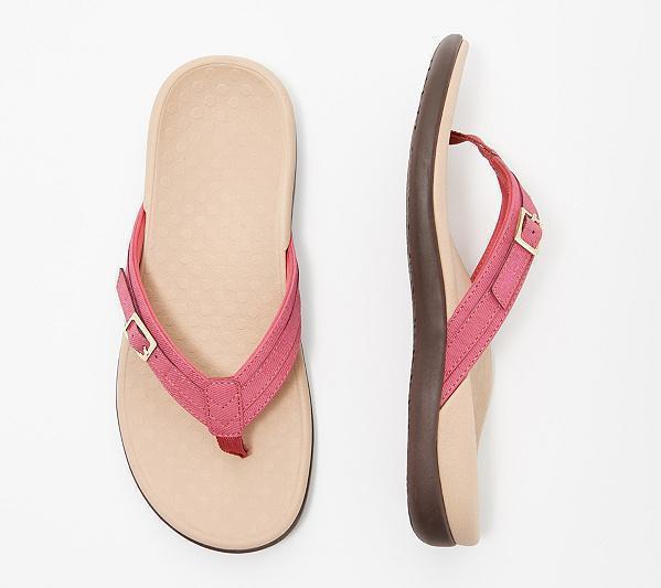 Women’s Flip-Flops – Orthopedic Support – Cushioned Sole – Adjustable Buckle Strap Red
