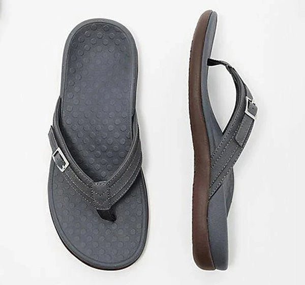 Women’s Flip-Flops – Orthopedic Support – Cushioned Sole – Adjustable Buckle Strap Black