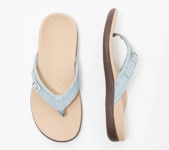 Women’s Flip-Flops – Orthopedic Support – Cushioned Sole – Adjustable Buckle Strap Light Blue