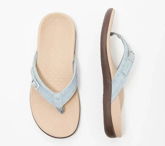 Women’s Flip-Flops – Orthopedic Support – Cushioned Sole – Adjustable Buckle Strap Light Blue