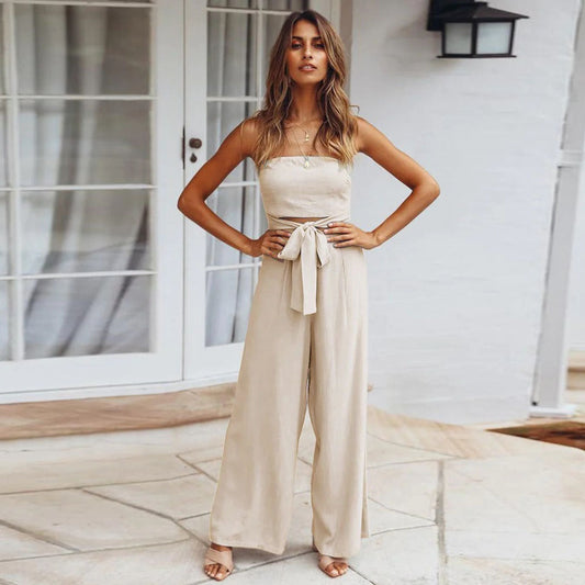 Strapless Casual Jumpsuit for Women Elastic Waist - SunVogue