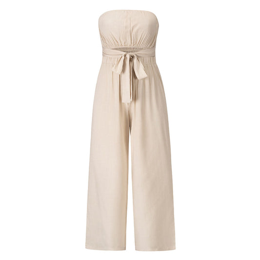 Strapless Casual Jumpsuit for Women Elastic Waist - SunVogue
