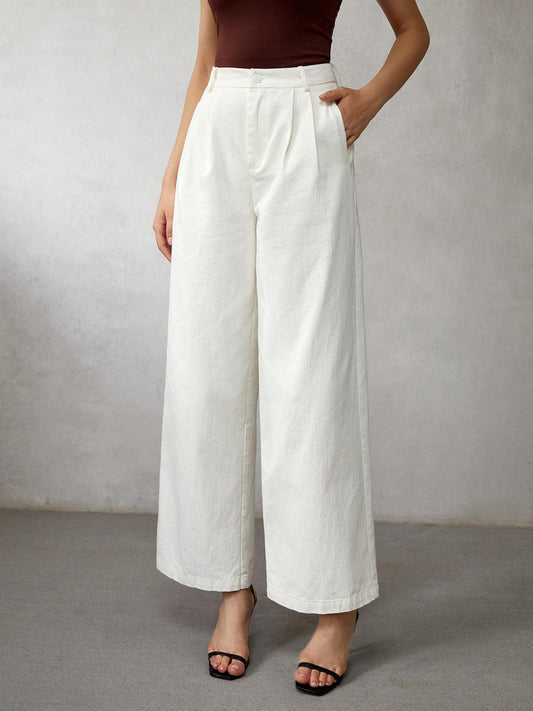 High-Waisted Wide-Leg Jeans for Women Relaxed Fit - CurveWeave
