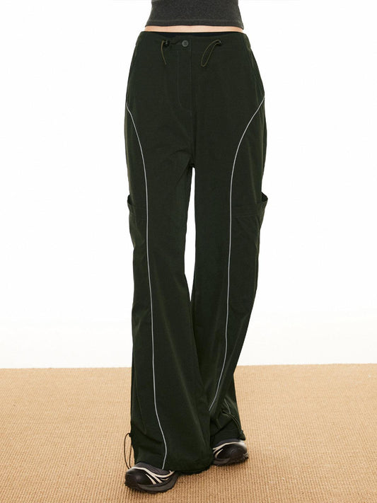 Women's Wide Leg Cargo Pants - Drawstring Utility Trousers - StreetChic